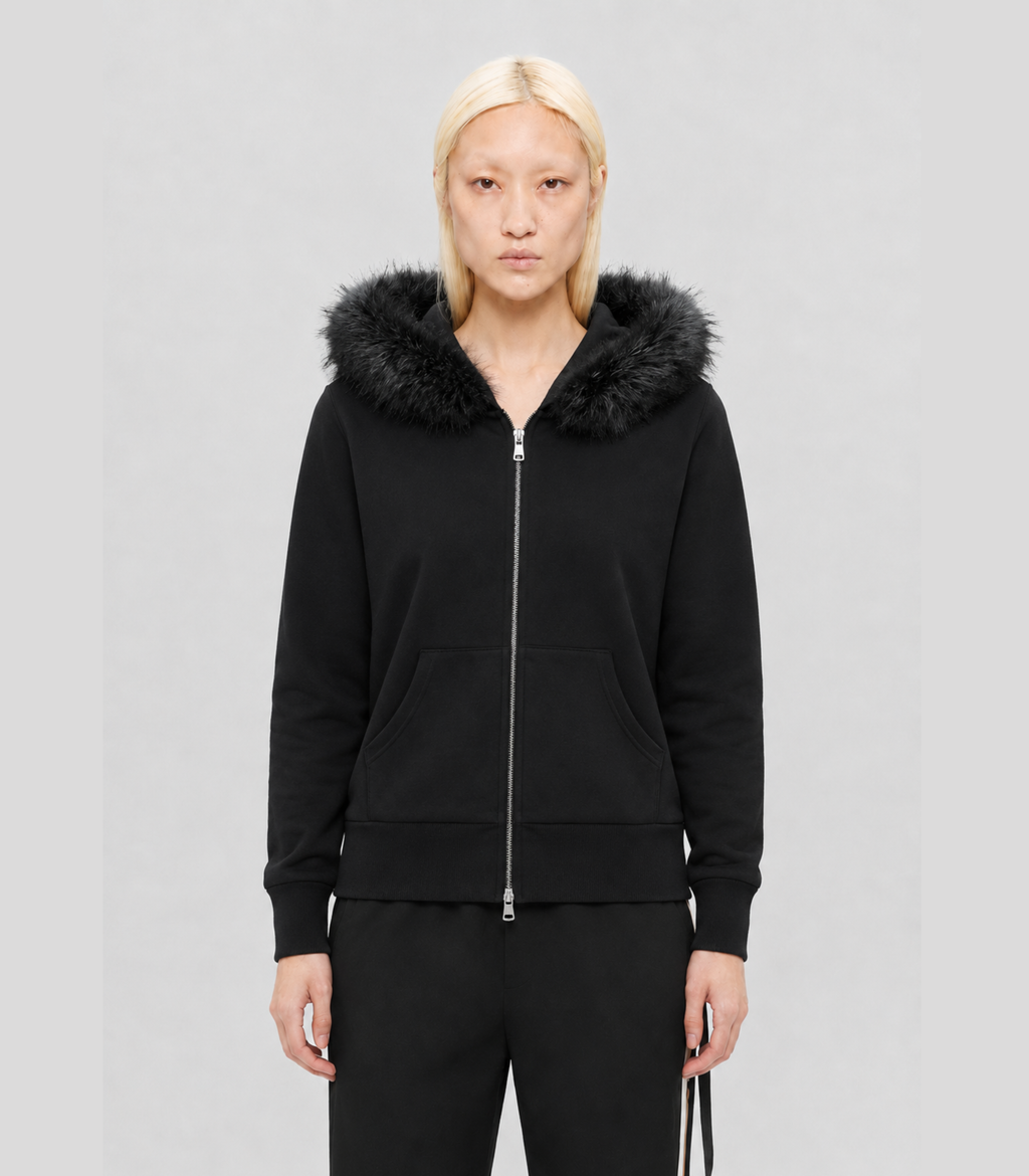 HANNA Women’s Heavyweight Faux Fur Hood Zip-Up Hoodie