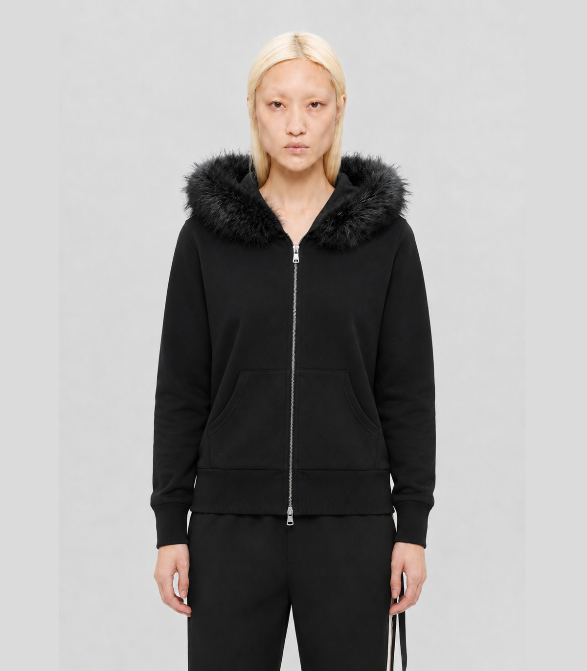 HANNA Women’s Heavyweight Faux Fur Hood Zip-Up Hoodie