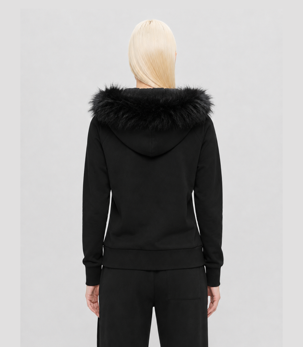 HANNA Women’s Heavyweight Faux Fur Hood Zip-Up Hoodie