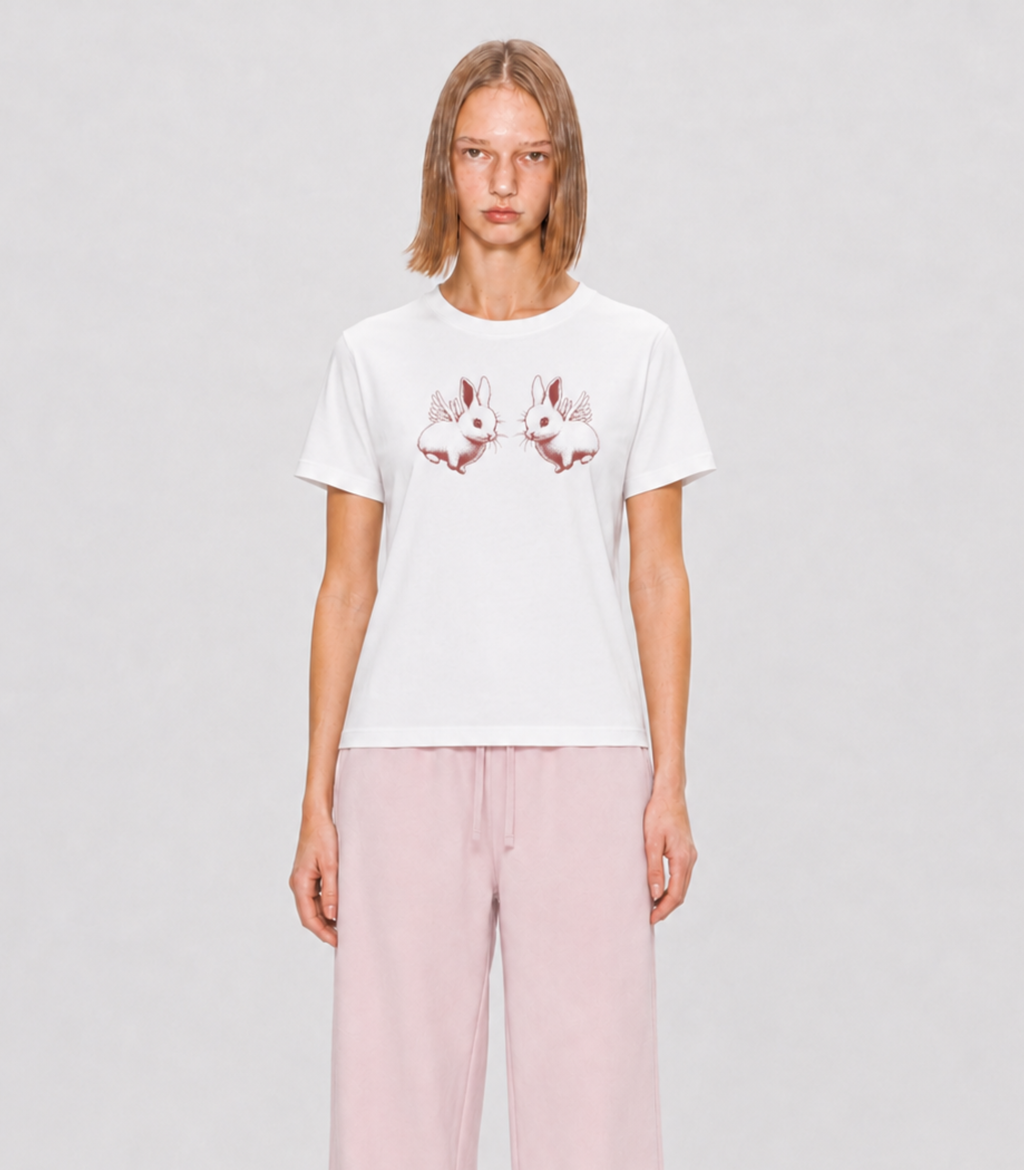 FLASHING Classic Winged Rabbit Graphic T-Shirt