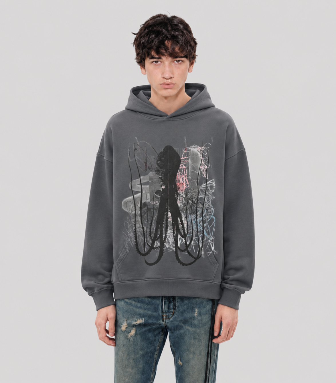 OCTOPUS Oversized Washed Hoodie